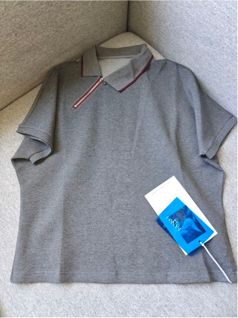 Nwt Asymmetrical Zip Collar Top | Gray | One Size